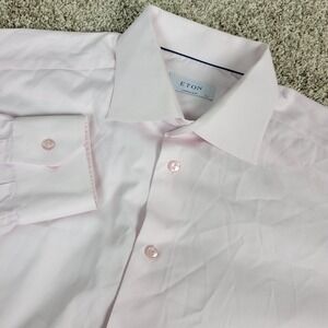 Eton Contemporary Mens 44-17.5 Light Pink Button Up Long Sleeve